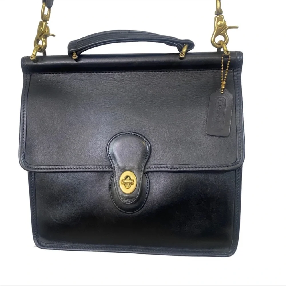Vintage Coach Willis Black Leather Top Handle Crossbody w/Hangtag - Picture 1 of 5